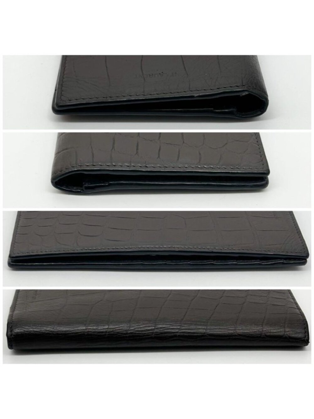 Saint Laurent Croco Bifold Wallet Leather Brown - Picture 6 of 15